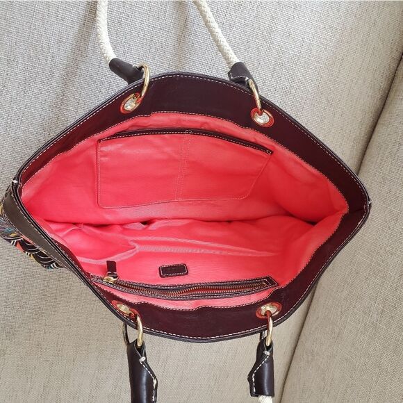 Milly Canvas Large Tote With Patent Leather Accent - Picture 9 of 13